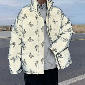youthful butterfly reflective jacket   urban & dynamic style 4007