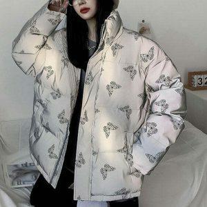 youthful butterfly reflective jacket   urban & dynamic style 4164