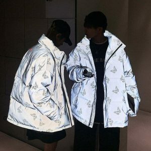 youthful butterfly reflective jacket   urban & dynamic style 5881