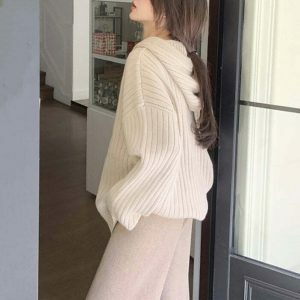 youthful caramel latte hoodie knit & cozy fashion 2338