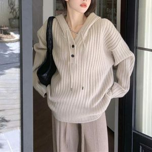 youthful caramel latte hoodie knit & cozy fashion 3998