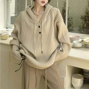 youthful caramel latte hoodie knit & cozy fashion 4003