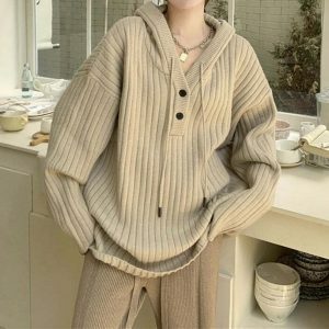 youthful caramel latte hoodie knit & cozy fashion 6812