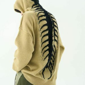 youthful centipede knit hoodie dynamic streetwear design 4574