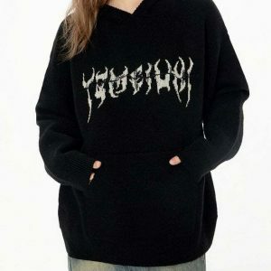 youthful centipede knit hoodie dynamic streetwear design 5888