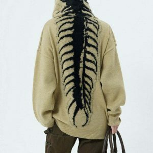 youthful centipede knit hoodie dynamic streetwear design 8462