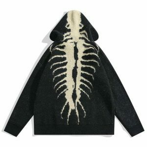 youthful centipede knit hoodie dynamic streetwear design 8953