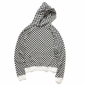 youthful checker hoodie unisex dynamic streetwear appeal 6810