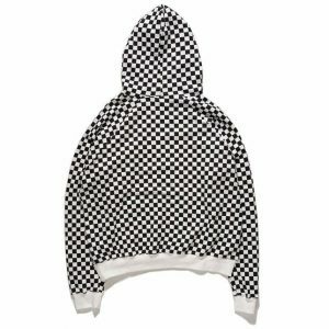 youthful checker hoodie unisex dynamic streetwear appeal 8115