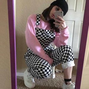 youthful checker overalls dynamic streetwear classic 5075