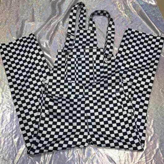 youthful checker overalls dynamic streetwear classic 7670
