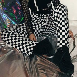 youthful checker pants   streetwear with a retro twist 5841