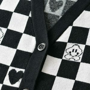 youthful checkerboard cropped vest streetwear icon 4217