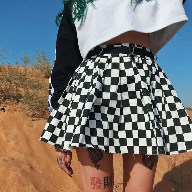 youthful checkered mini skirt   retro vibe & street chic 5247