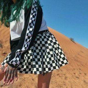 youthful checkered mini skirt   retro vibe & street chic 7184