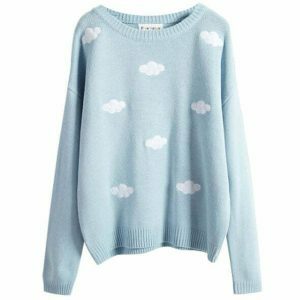 youthful cloud print sweater   cozy & dreamy aesthetic 1094