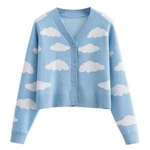 youthful clouds knit cropped cardigan   chic & trendy 6280