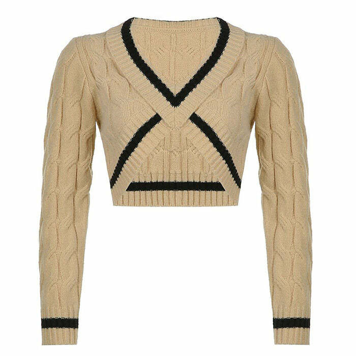 youthful coffee cream cropped sweater chic & cozy style 2908