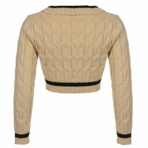 youthful coffee cream cropped sweater chic & cozy style 8656