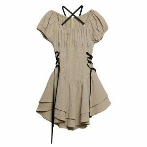 youthful coquette mini dress chic beige & flirty fit 8245