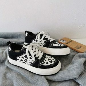 youthful cow print sneakers handcrafted teen style 1014