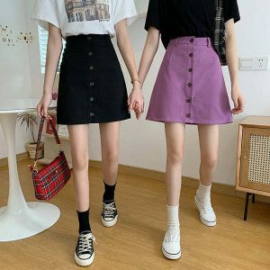 youthful crafted button front skirt   teen streetwear icon 6689