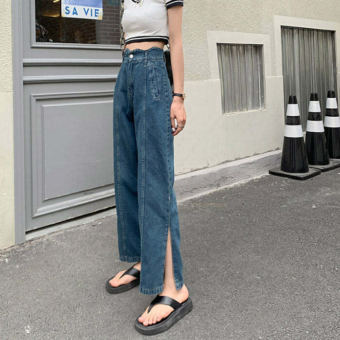 youthful dakota slit jeans sleek design & streetwear vibe 5868