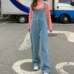 youthful denim overalls classic & comfortable streetwear 7173