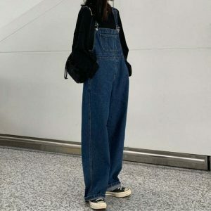 youthful denim overalls classic & comfortable streetwear 7494