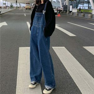 youthful denim overalls classic & comfortable streetwear 7812