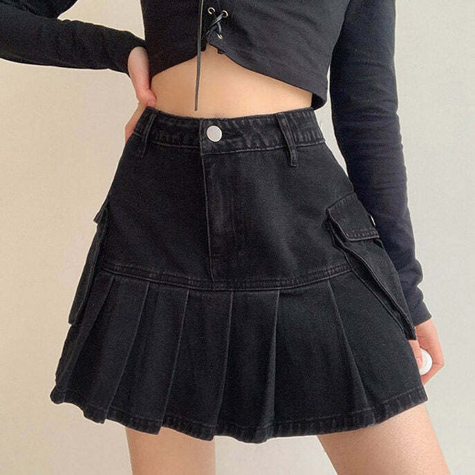 youthful denim skirt campus chic & trendy style 6878