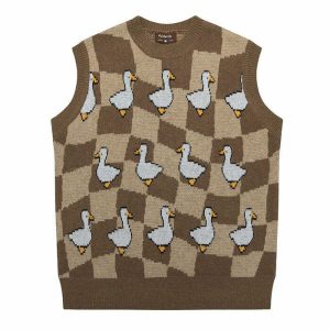 youthful duck knitted vest   cozy & iconic style 7690