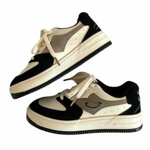 youthful face embroidery black sneakers aesthetic appeal 2438