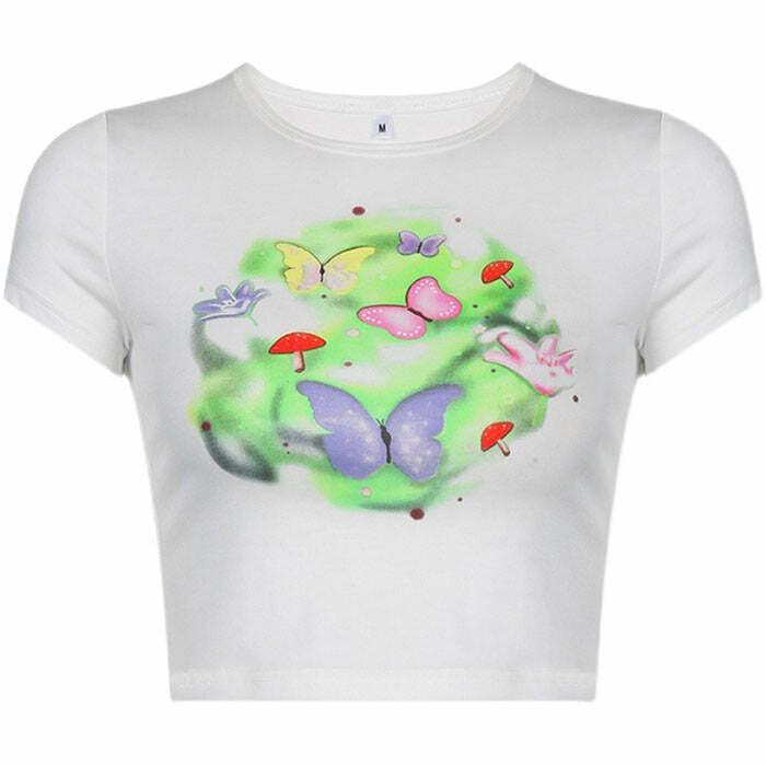 youthful fairy garden crop top   chic & vibrant style 3305