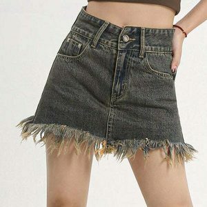 youthful fairy grunge denim skirt   retro & edgy style 4079