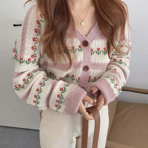 youthful floral garden cardigan   chic & blossoming style 6880