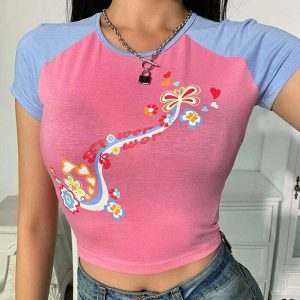 youthful flower power crop top   retro vibes & chic style 6076