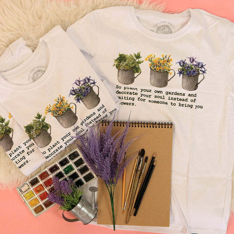 youthful gardens print t shirt custom & vibrant style 2107