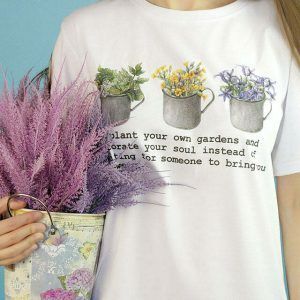 youthful gardens print t shirt custom & vibrant style 7362