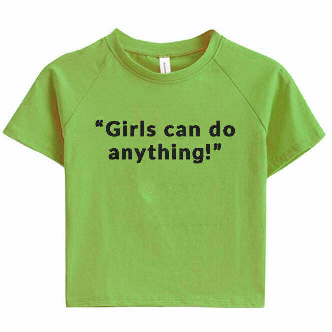 youthful girls can do anything crop tee empowerment chic 2140