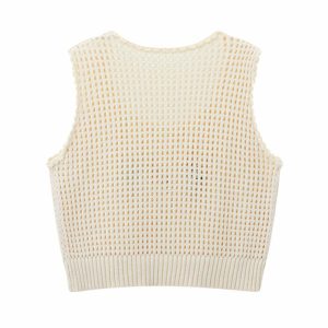 youthful grandmacore cropped vest knit & chic style 3442