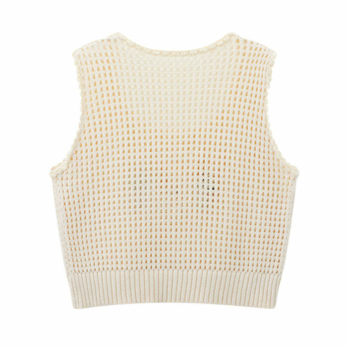 youthful grandmacore cropped vest knit & chic style 3442