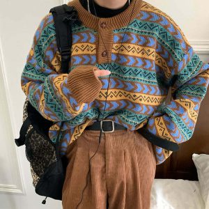youthful grandmacore sweater   cozy retro charm 1689