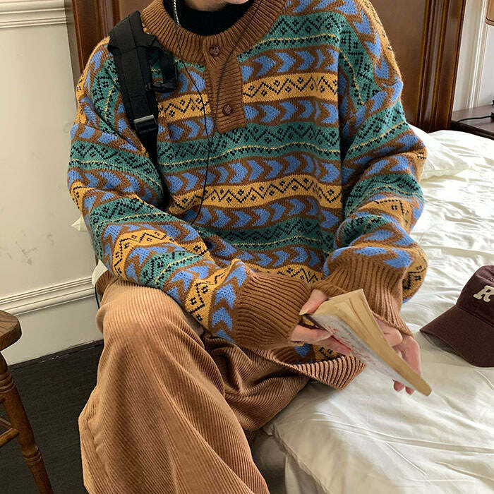 youthful grandmacore sweater   cozy retro charm 2097