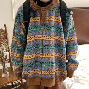 youthful grandmacore sweater   cozy retro charm 4217