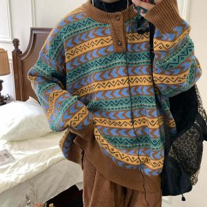 youthful grandmacore sweater   cozy retro charm 8340