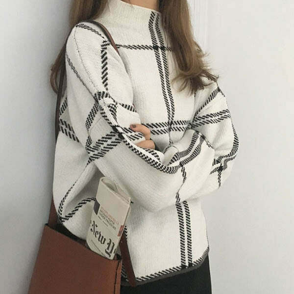 youthful grid lounge sweater   cozy & trendsetting design 3035