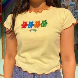 youthful gummy bear cropped tee   chic & vibrant style 7657