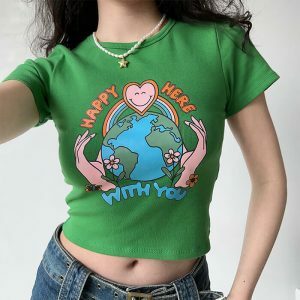 youthful happy here with you crop top   chic & trendy 3266