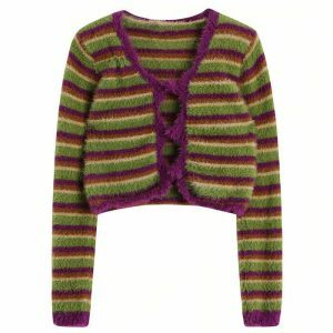 youthful indie kid fuzzy cardigan   retro charm meets cozy 5203